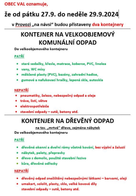 Kontejner na velkoobjemový komunální odpad + kontejner na dřevěný odpad v PROVOZI