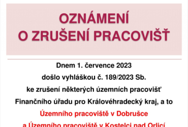 Zrušení pracoviště v Dobrušce